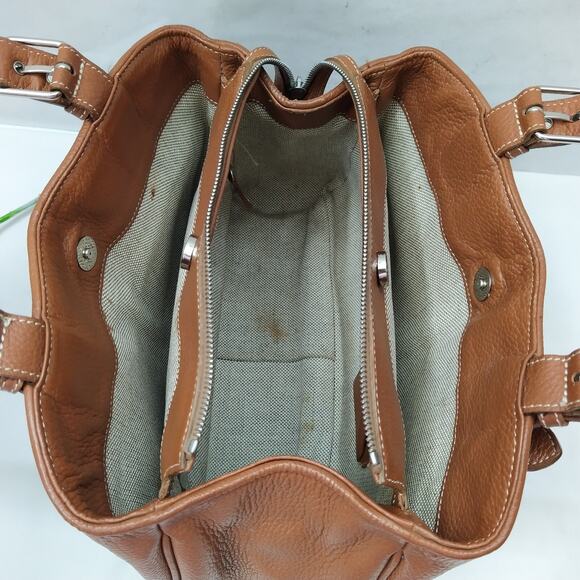 Dooney & Bourke Brown Pebbled Leather Carryall Top Handle Satchel Bag - Picture 11 of 16